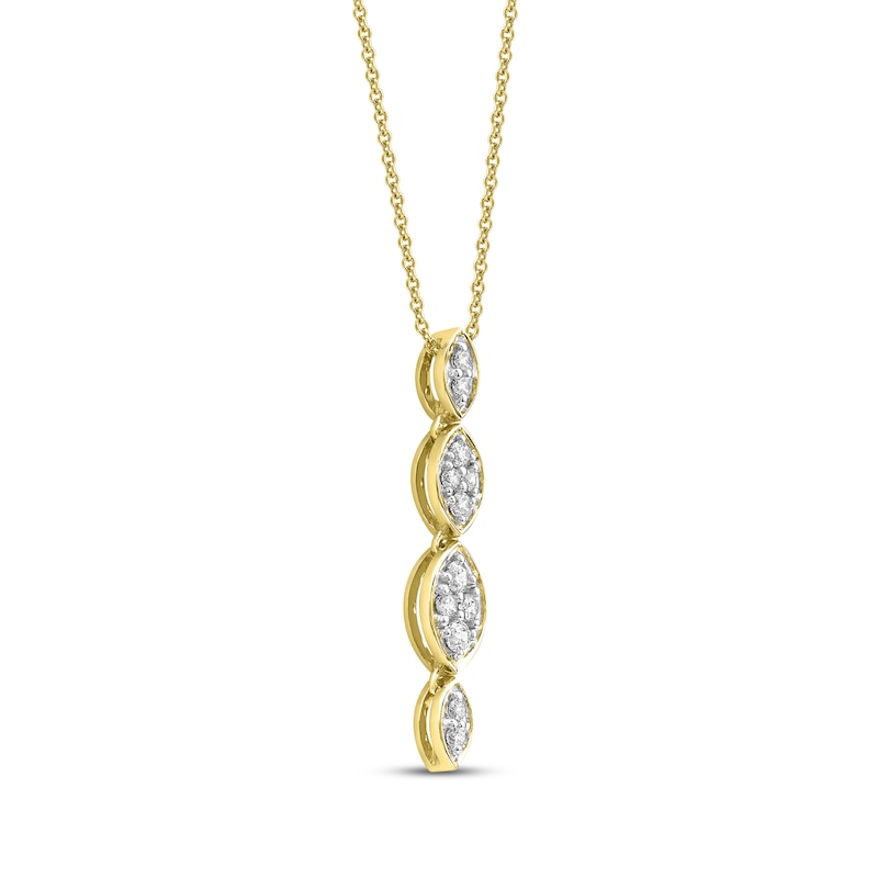 Main Image 2 of Multi-Diamond Marquise Drop Necklace 1/5 ct tw 10K Yellow Gold 18&quot;