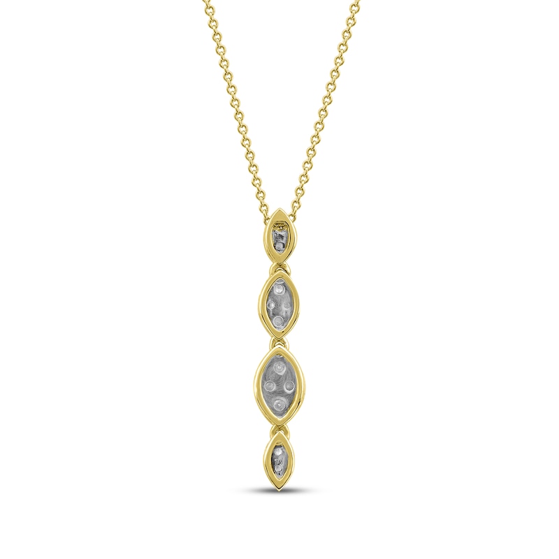 Main Image 3 of Multi-Diamond Marquise Drop Necklace 1/5 ct tw 10K Yellow Gold 18&quot;