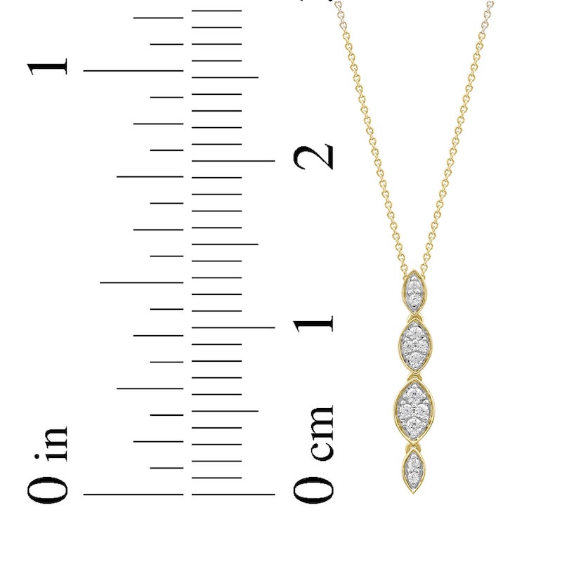 Main Image 5 of Multi-Diamond Marquise Drop Necklace 1/5 ct tw 10K Yellow Gold 18&quot;