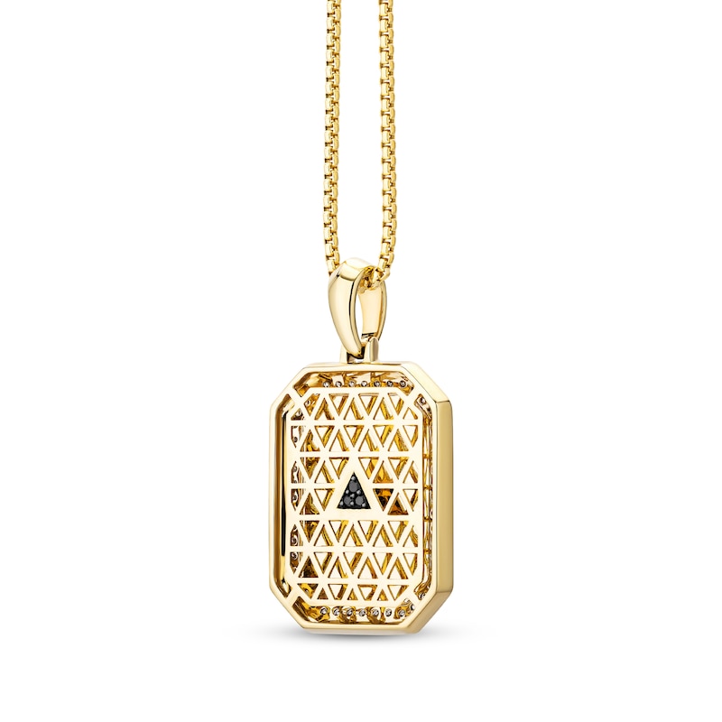 Main Image 3 of Men's White & Black Diamond Jesus Octagon Necklace 1/3 ct tw 10K Yellow Gold 22&quot;