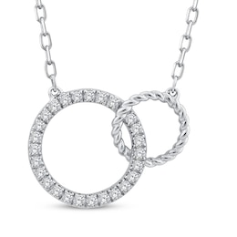 Threads of Love Linked Circles Necklace 1/10 ct tw 10K White Gold 18&quot;