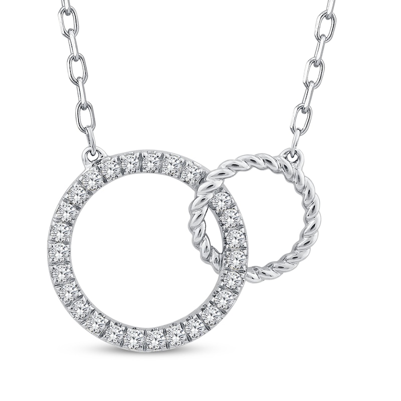 Threads of Love Linked Circles Necklace 1/10 ct tw 10K White Gold 18"