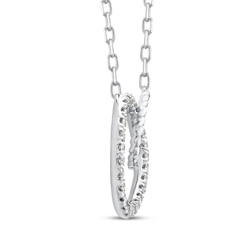 Threads of Love Linked Circles Necklace 1/10 ct tw 10K White Gold 18"