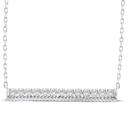 Threads of Love Diamond Bar Necklace 1/4 ct tw 10K White Gold 19&quot;