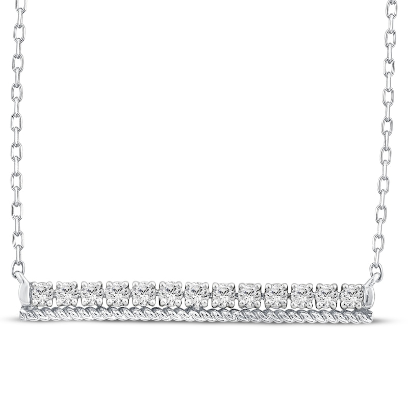 Threads of Love Diamond Bar Necklace 1/4 ct tw 10K White Gold 19"