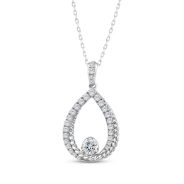 Threads of Love Diamond Teardrop Necklace 1/2 ct tw 10K White Gold 18&quot;