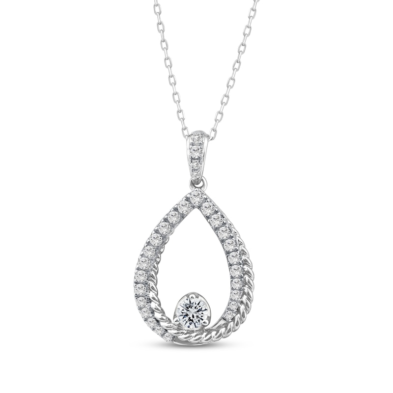 Threads of Love Diamond Teardrop Necklace 1/2 ct tw 10K White Gold 18"