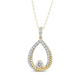 Threads of Love Diamond Teardrop Necklace 1/2 ct tw 10K Yellow Gold 18&quot;
