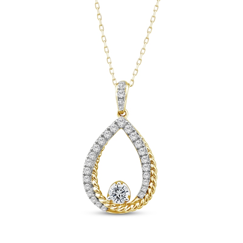 Main Image 1 of Threads of Love Diamond Teardrop Necklace 1/2 ct tw 10K Yellow Gold 18&quot;