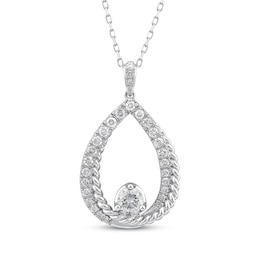 Threads of Love Diamond Teardrop Necklace 1 ct tw 10K White Gold 18&quot;