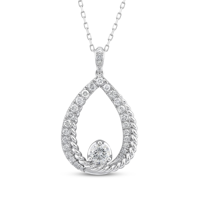 Main Image 1 of Threads of Love Diamond Teardrop Necklace 1 ct tw 10K White Gold 18&quot;