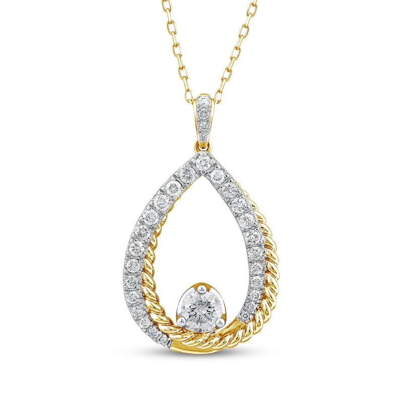 Main Image 1 of Threads of Love Diamond Teardrop Necklace 1 ct tw 10K Yellow Gold 18&quot;