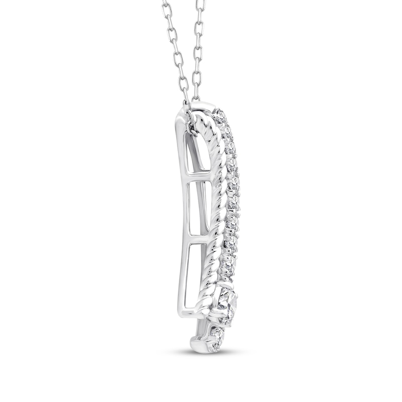 Main Image 2 of Threads of Love Diamond Curved Bar Necklace 1/2 ct tw 10K White Gold 18&quot;