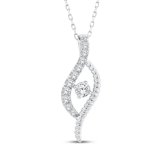 Threads of Love Diamond Swirl Necklace 1/2 ct tw 10K White Gold 18"