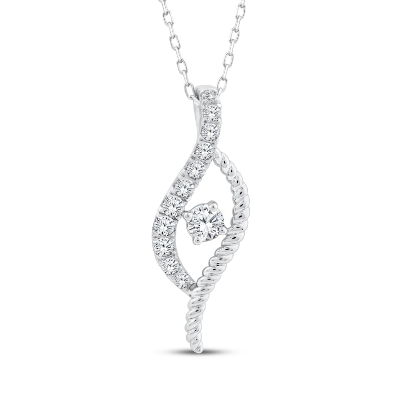 Main Image 1 of Threads of Love Diamond Swirl Necklace 1/2 ct tw 10K White Gold 18&quot;