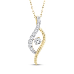 Threads of Love Diamond Swirl Necklace 1/2 ct tw 10K Yellow Gold 18&quot;