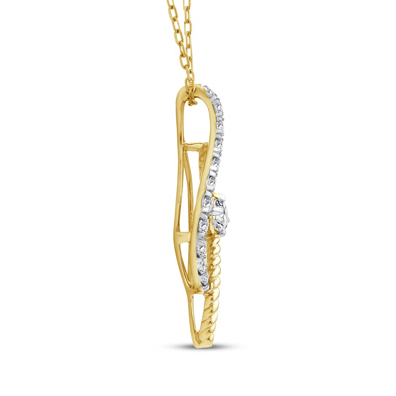 Main Image 2 of Threads of Love Diamond Swirl Necklace 1/2 ct tw 10K Yellow Gold 18&quot;