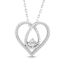 Threads of Love Diamond Heart Necklace 1/4 ct tw 10K White Gold 18&quot;