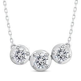 Memories, Moments, Magic Diamond Three-Stone Necklace 1 ct tw 10K White Gold 18.75&quot;