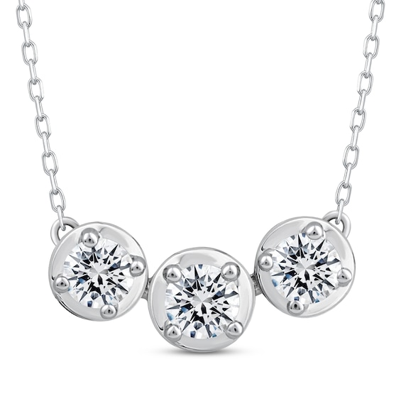 Memories, Moments, Magic Diamond Three-Stone Necklace 1 ct tw 10K White Gold 18.75"