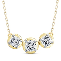 Memories, Moments, Magic Diamond Three-Stone Necklace 1 ct tw 10K Yellow Gold 18.75&quot;