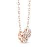 Thumbnail Image 1 of Memories, Moments, Magic Diamond Three-Stone Halo Necklace 1/3 ct tw 10K Rose Gold 18.5"