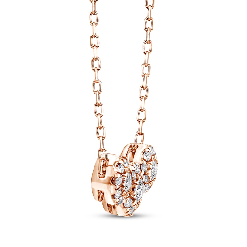 Memories, Moments, Magic Diamond Three-Stone Halo Necklace 1/3 ct tw 10K Rose Gold 18.5"