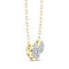 Thumbnail Image 2 of Memories, Moments, Magic Diamond Three-Stone Halo Necklace 1/3 ct tw 10K Yellow Gold 18.5&quot;