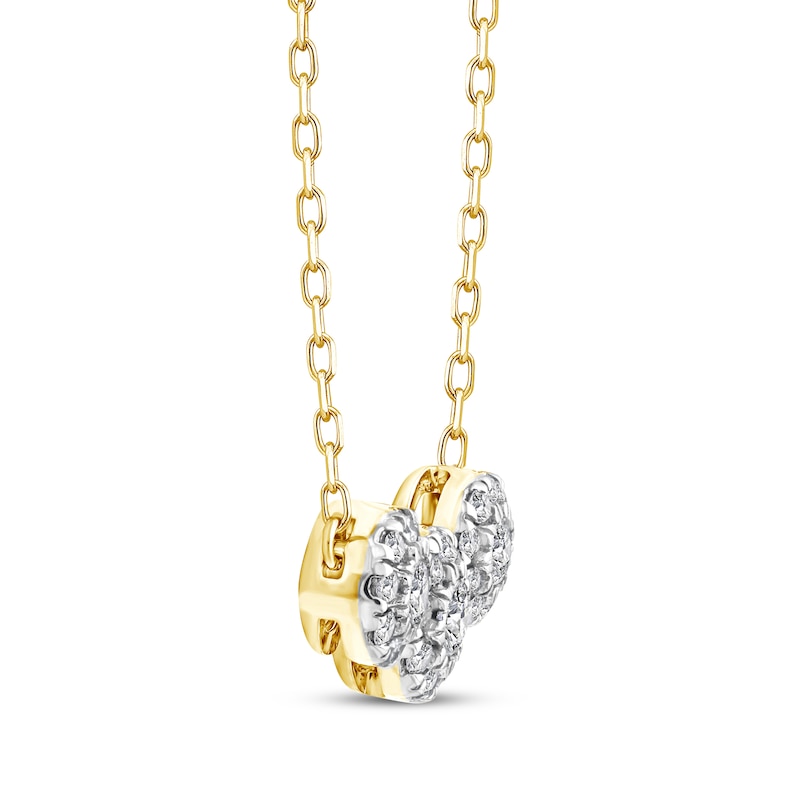 Main Image 2 of Memories, Moments, Magic Diamond Three-Stone Halo Necklace 1/3 ct tw 10K Yellow Gold 18.5&quot;