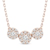 Thumbnail Image 1 of Memories, Moments, Magic Diamond Three-Stone Halo Necklace 1/2 ct tw 10K Rose Gold 18.75&quot;