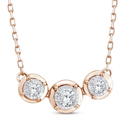 Memories Moments Magic Diamond Three-Stone Necklace 1/4 ct tw 10K Rose Gold 18.5&quot;