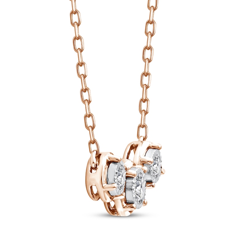 Main Image 2 of Memories Moments Magic Diamond Three-Stone Necklace 1/4 ct tw 10K Rose Gold 18.5&quot;