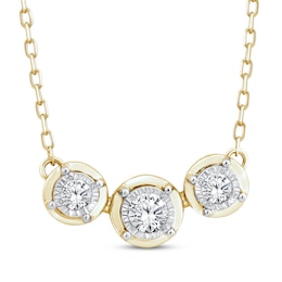 Memories Moments Magic Diamond Three-Stone Necklace 1/4 ct tw 10K Yellow Gold 18.5&quot;