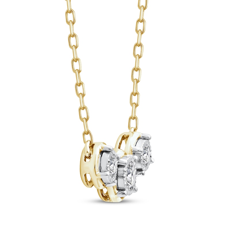 Main Image 2 of Memories Moments Magic Diamond Three-Stone Necklace 1/4 ct tw 10K Yellow Gold 18.5&quot;