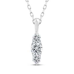 Memories Moments Magic Diamond Three-Stone Vertical Necklace 1/3 ct tw 10K White Gold 18&quot;