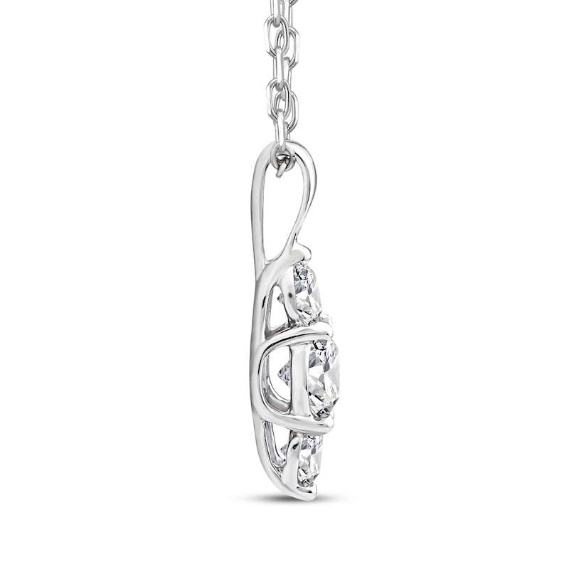 Main Image 2 of Memories Moments Magic Diamond Three-Stone Vertical Necklace 1/3 ct tw 10K White Gold 18&quot;