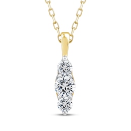 Memories Moments Magic Diamond Three-Stone Vertical Necklace 1/3 ct tw 10K Yellow Gold 18&quot;