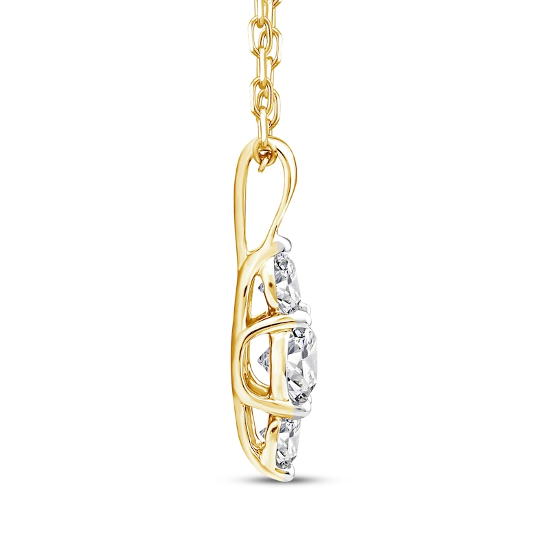 Main Image 2 of Memories Moments Magic Diamond Three-Stone Vertical Necklace 1/3 ct tw 10K Yellow Gold 18&quot;