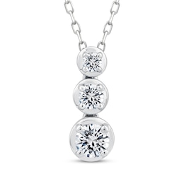 Memories Moments Magic Diamond Three-Stone Vertical Necklace 1/4 ct tw 10K White Gold 18&quot;