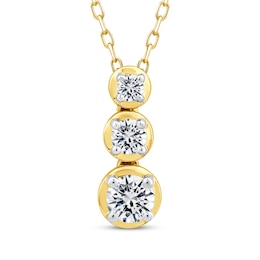 Memories Moments Magic Diamond Three-Stone Vertical Necklace 1/4 ct tw 10K Yellow Gold 18&quot;