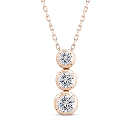 Memories Moments Magic Diamond Three-Stone Vertical Necklace 1 ct tw 10K Rose Gold 18&quot;