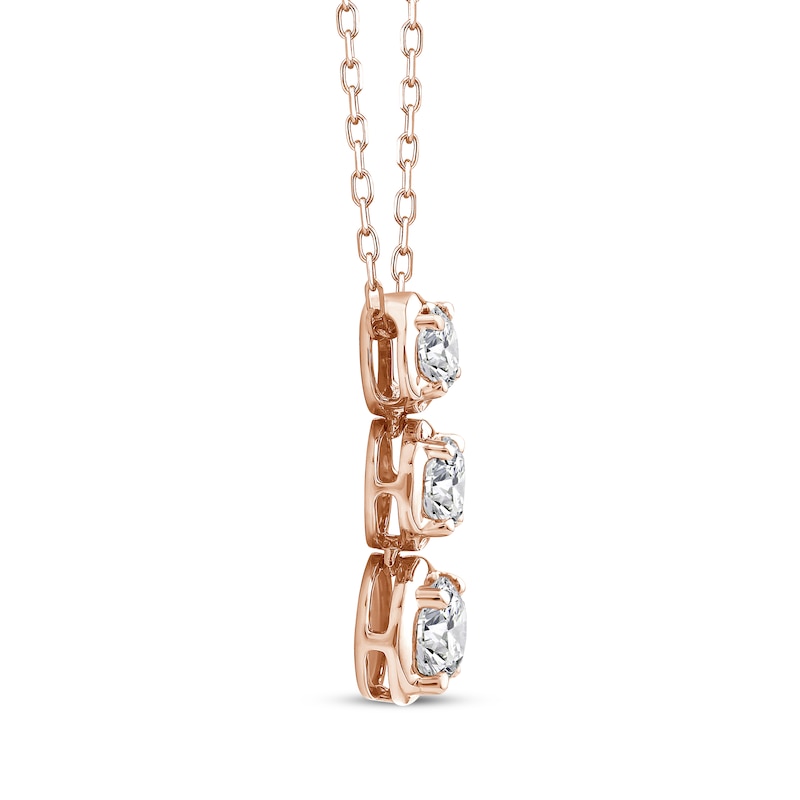 Main Image 2 of Memories Moments Magic Diamond Three-Stone Vertical Necklace 1 ct tw 10K Rose Gold 18&quot;