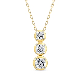 Memories Moments Magic Diamond Three-Stone Vertical Necklace 1 ct tw 10K Yellow Gold 18&quot;