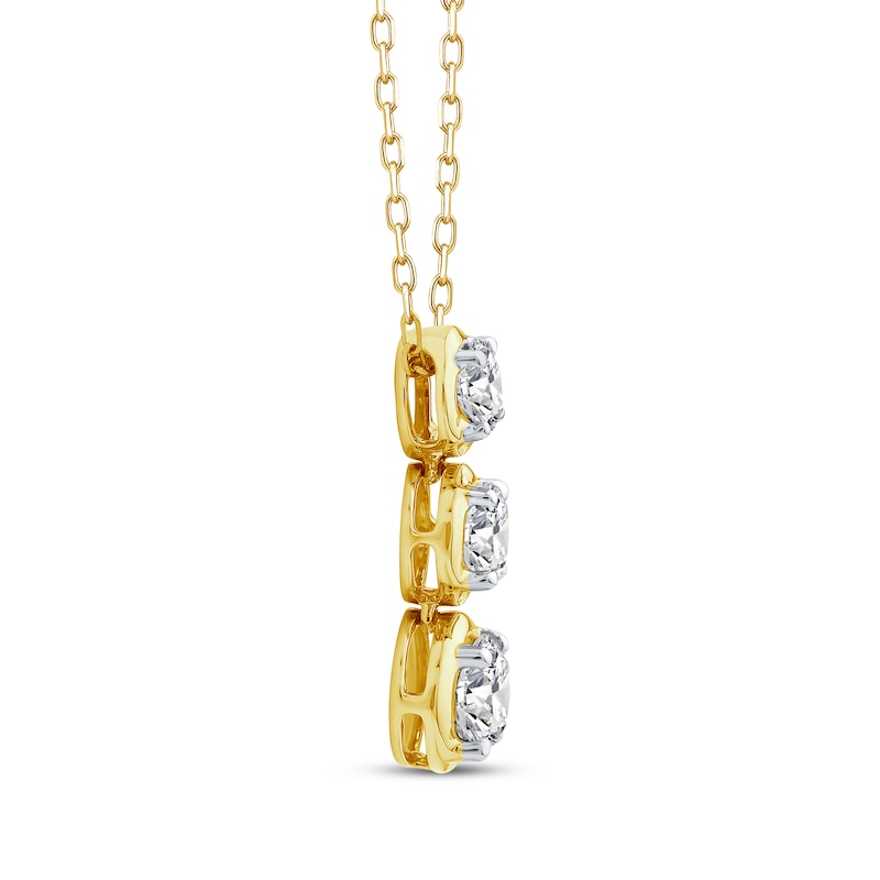 Main Image 2 of Memories Moments Magic Diamond Three-Stone Vertical Necklace 1 ct tw 10K Yellow Gold 18&quot;