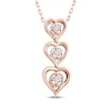 Thumbnail Image 1 of Memories Moments Magic Diamond Three-Stone Heart Vertical Necklace 1/8 ct tw 10K Rose Gold 18&quot;