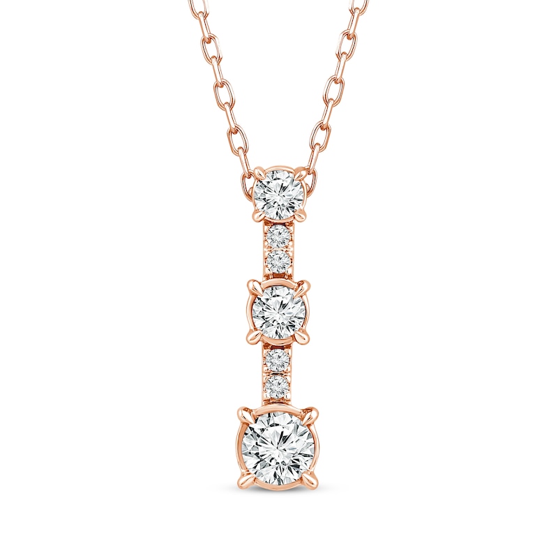 Main Image 1 of Memories Moments Magic Diamond Station Drop Necklace 1/3 ct tw 10K Rose Gold 18&quot;