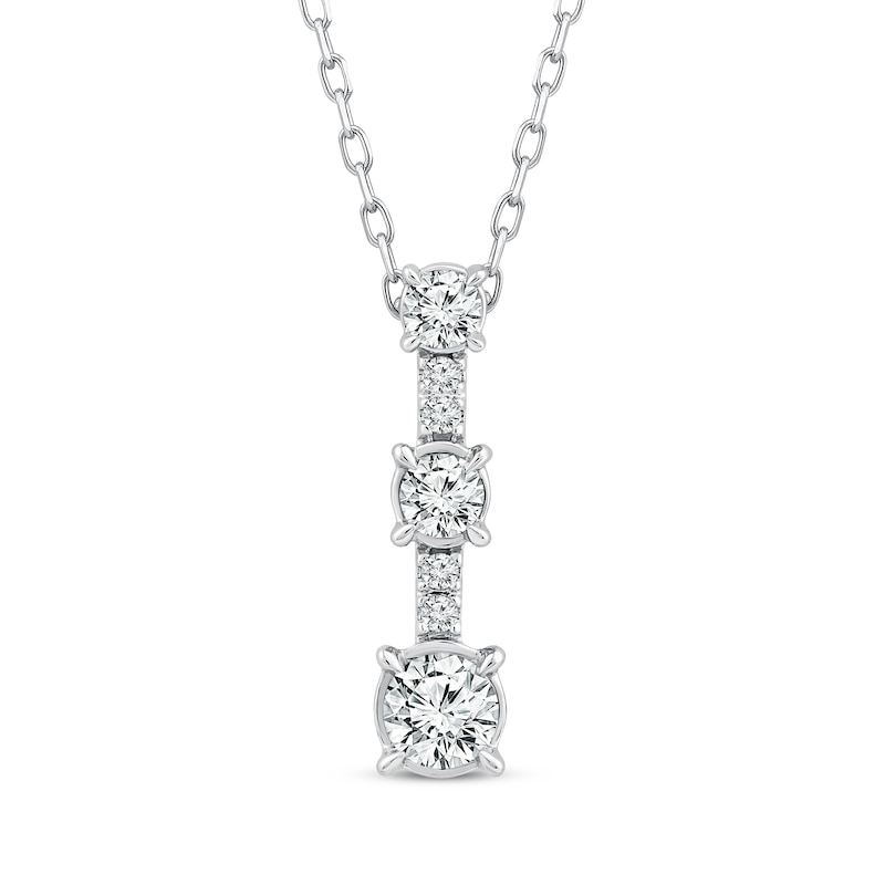 Main Image 1 of Memories Moments Magic Diamond Station Drop Necklace 1/3 ct tw 10K White Gold 18&quot;