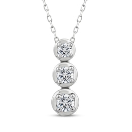 Memories Moments Magic Diamond Three-Stone Vertical Necklace 1/2 ct tw 10K White Gold 18&quot;