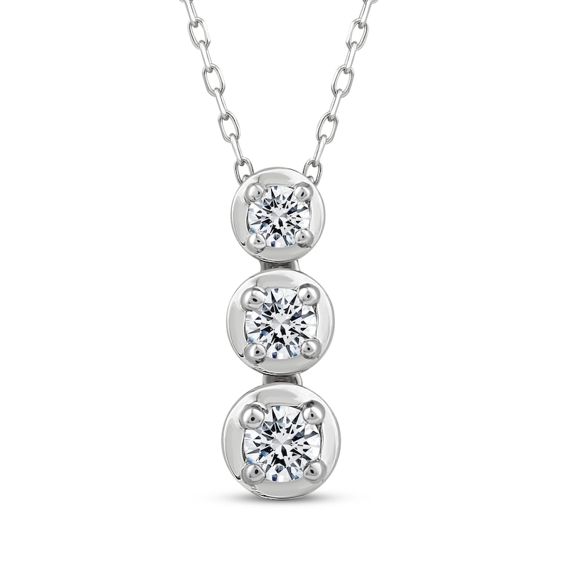 Main Image 1 of Memories Moments Magic Diamond Three-Stone Vertical Necklace 1/2 ct tw 10K White Gold 18&quot;