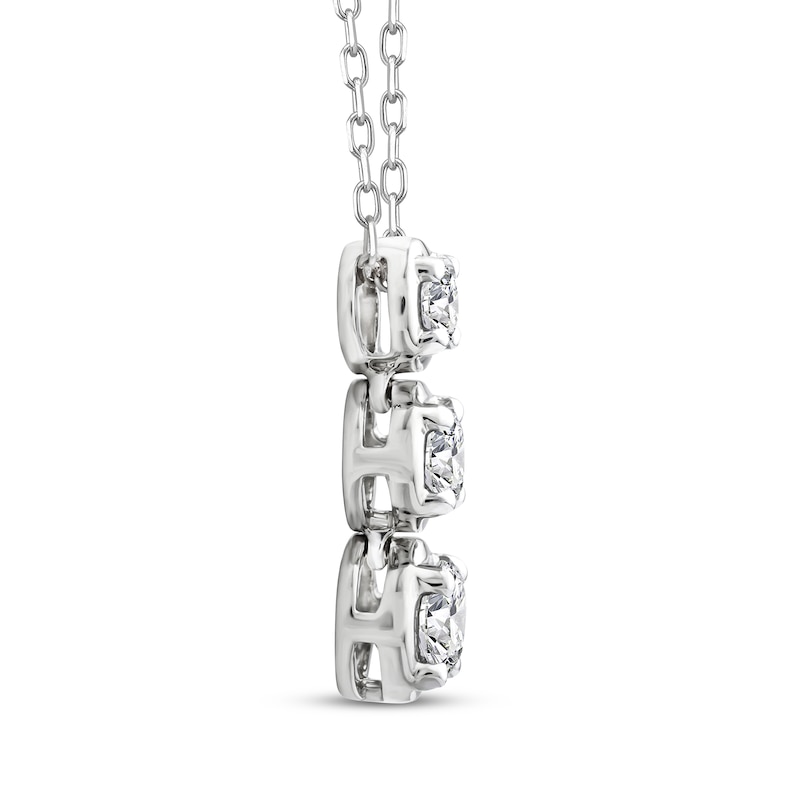 Main Image 2 of Memories Moments Magic Diamond Three-Stone Vertical Necklace 1/2 ct tw 10K White Gold 18&quot;